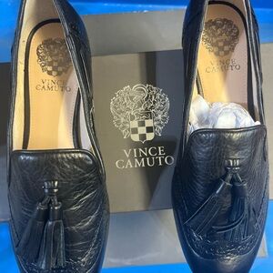 Vince Camuto Black Leather Flats with Tassels